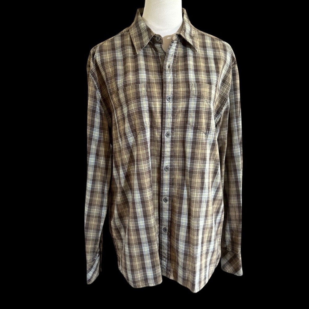 Horny Toad Men’s Brown Plaid Button Down Shirt